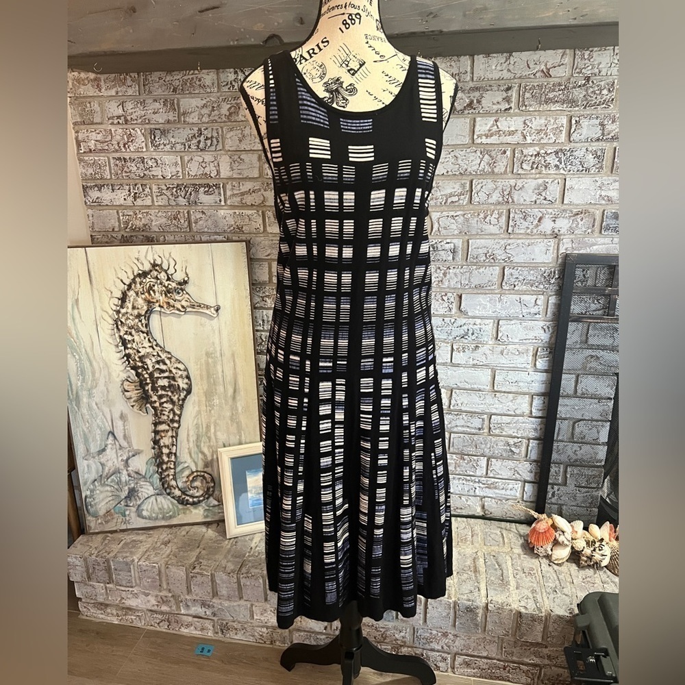 Nic+Zoe Jacquard Sleeveless Fit & Flare Knit Sweater Dress